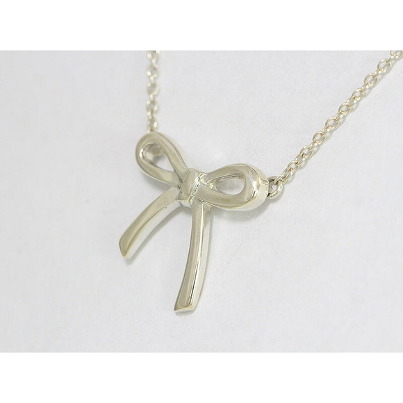 Tiffany Bow Necklace Ribbon Silver